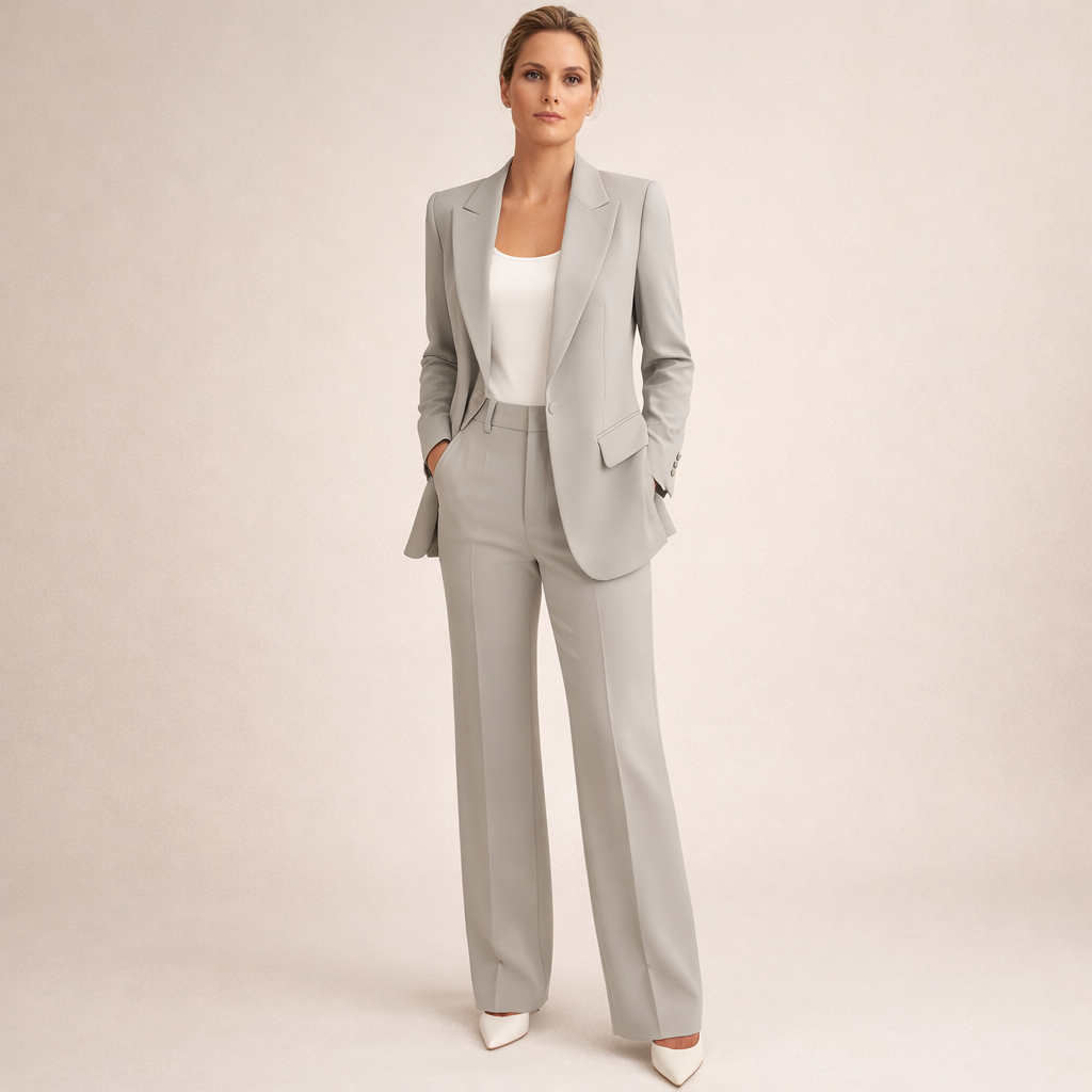 Elegantes Damen-Set: Figurbetonter Blazer und Weithosen - J&B - 7 - Annoboutique