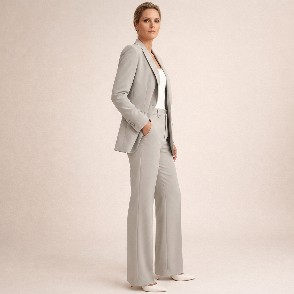 Elegantes Damen-Set: Figurbetonter Blazer und Weithosen - J&B - 8 - Annoboutique