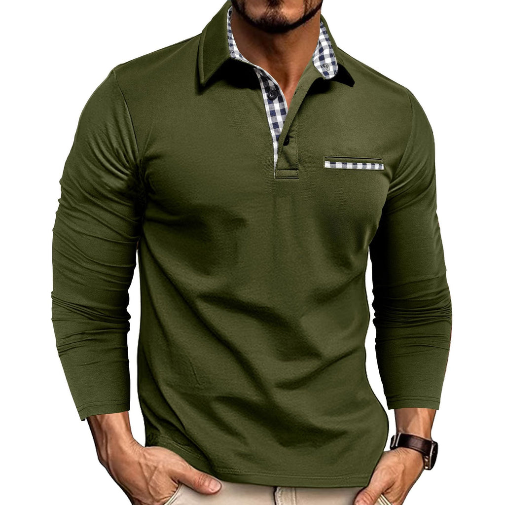 Luca - Langarmshirt für Herren mit Kontrastkragen und Brusttasche