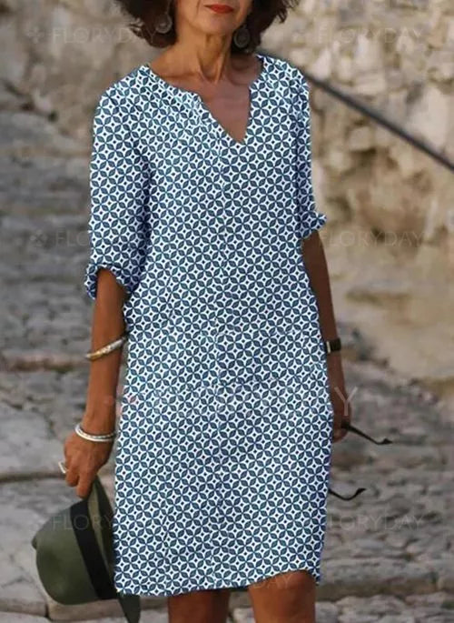 Elena – Elegantes Sommer Damen Kleid mit Muster