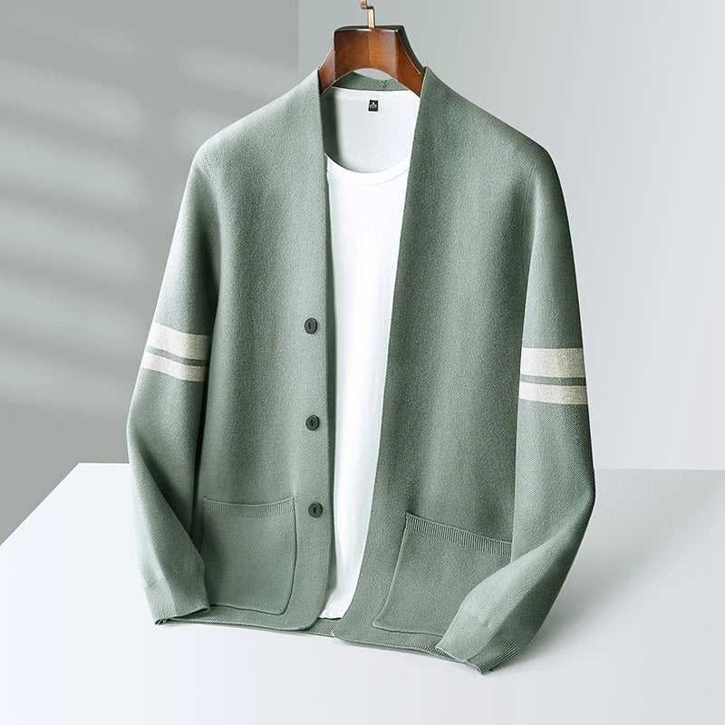 Milan – Strick-Cardigan mit Streifendetail für Herren