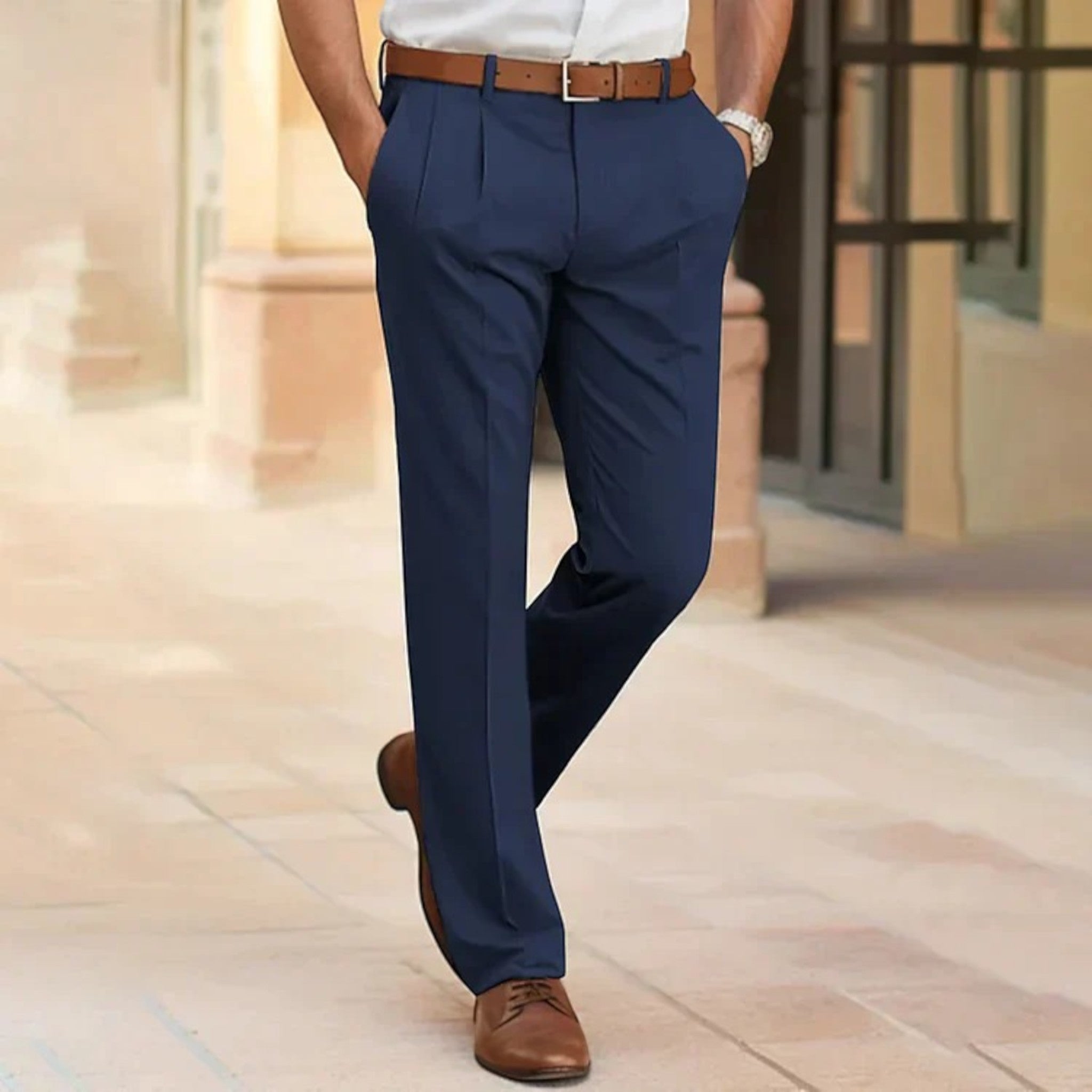 Leon – Klassische Herren Businesshose mit moderner Faltenfront