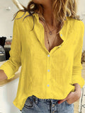 Lena – Damen Langarm Hemdbluse mit Knopfleiste und V-Ausschnitt