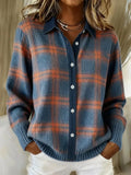Chloe – Weich gefütterte Karodruck-Strickbluse für Damen im modernen Cozy-Look