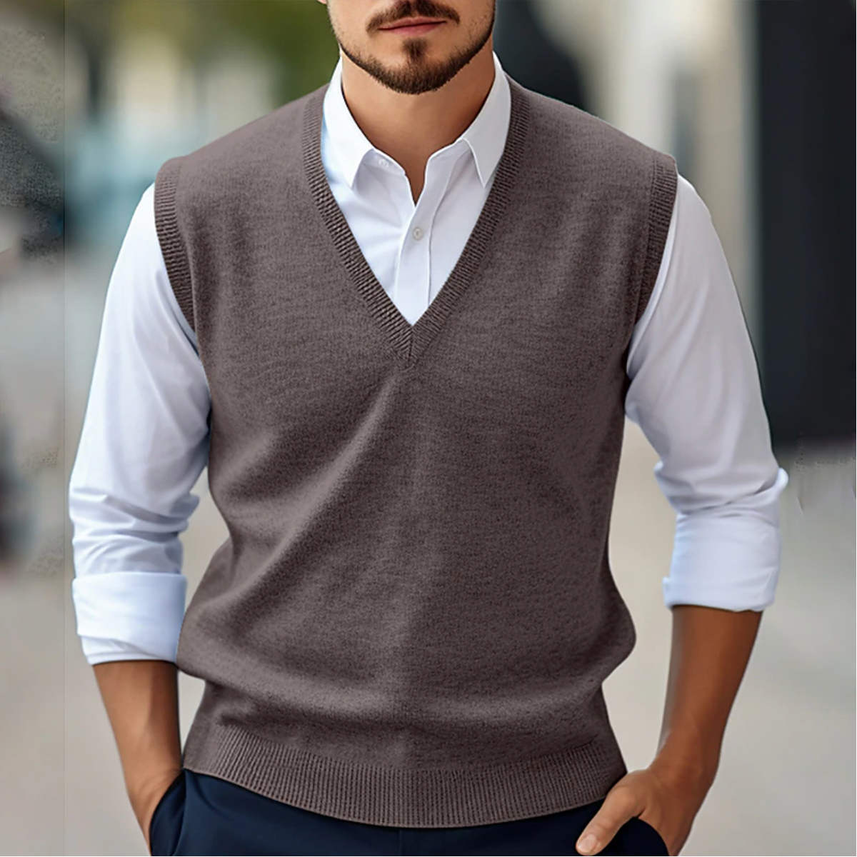 William – Klassische Strickweste mit V-Ausschnitt für Herren