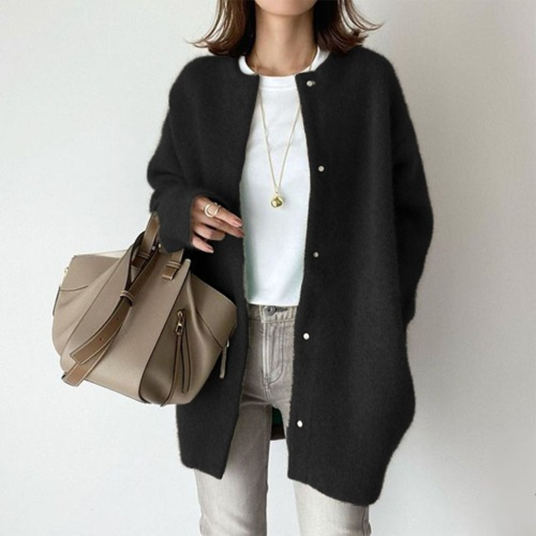 Gemütliche Damenjacke mit Knopfverschluss und lässiger Passform - J&B - 5 - Annoboutique