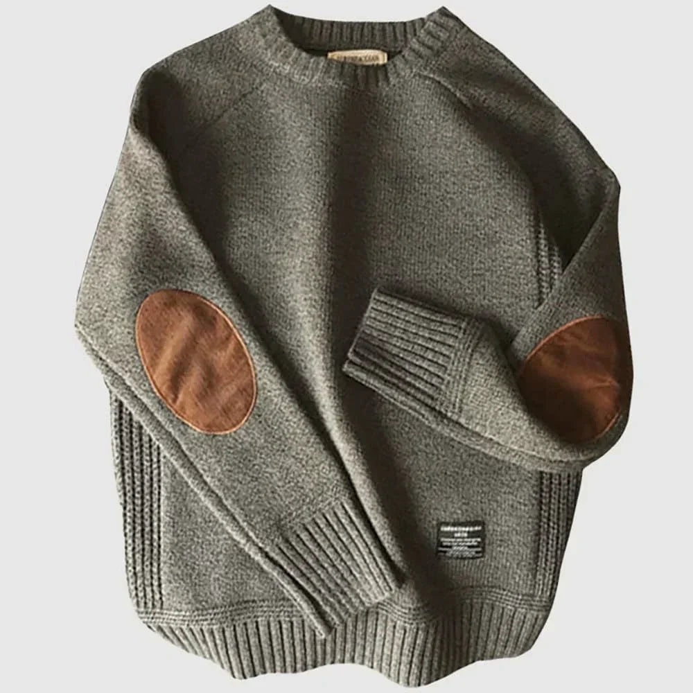 Lukas – Herren-Strickpullover mit Klassischen Ellbogenpatches