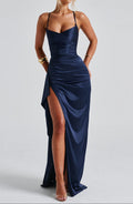 Maxikleid Damen mit Spaghettiträgern und seitlichem Schlitz - 5 - Annoboutique