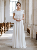 Brautkleid für die kirchliche Trauung, Zweiteiler mit Spitzenoberteil – Ansicht 1