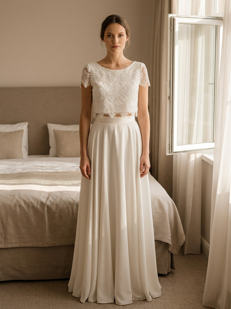 Brautkleid zum Selbstanziehen, Zweiteiler ohne Hilfe – Ansicht 1