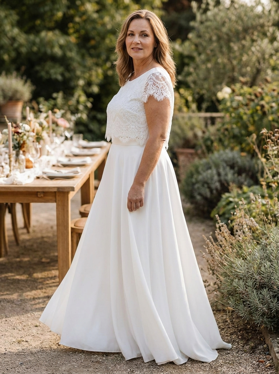 Kleid für die Eheerneuerung, zweiteilig mit Spitzenoberteil – Ansicht 2