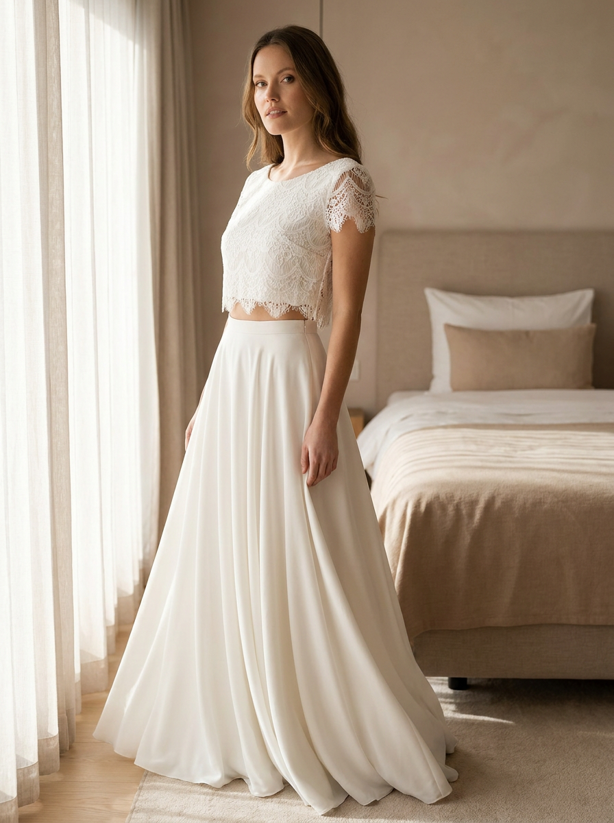 Brautkleid zum Selbstanziehen, Zweiteiler ohne Hilfe – Ansicht 2