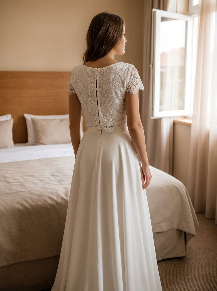 Brautkleid zum Selbstanziehen, Zweiteiler ohne Hilfe – Ansicht 3