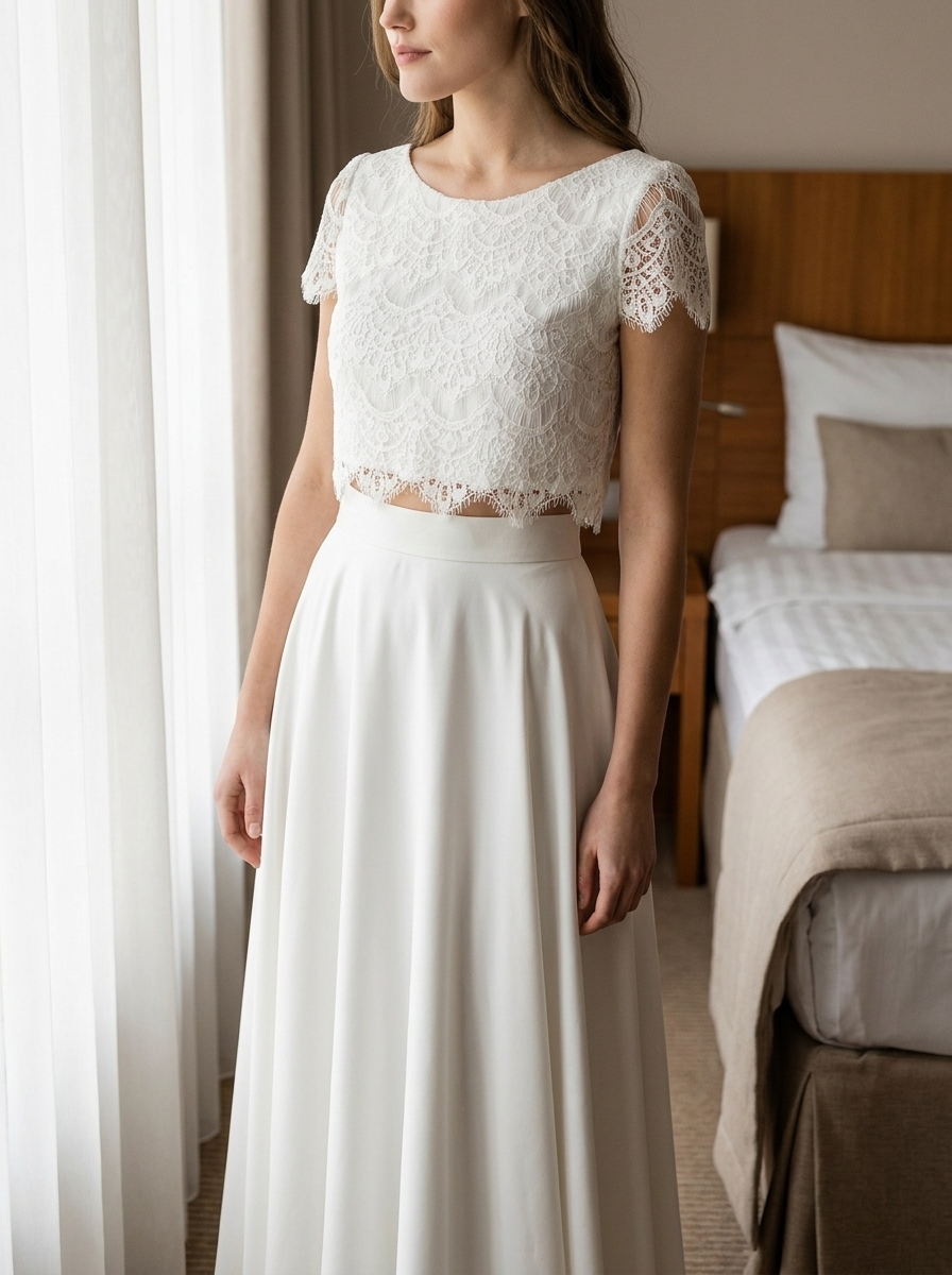 Brautkleid zum Selbstanziehen, Zweiteiler ohne Hilfe – Ansicht 4