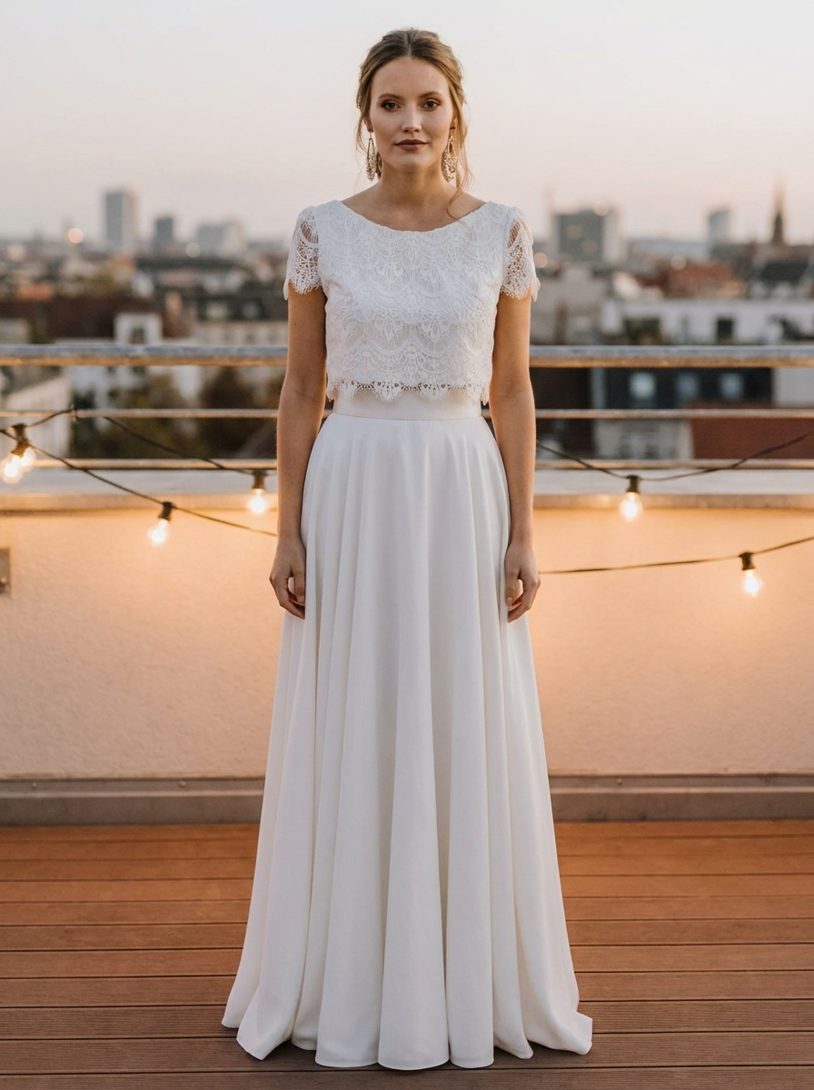 Kleid für die Verlobungsfeier, zweiteilig mit Spitzenoberteil – Ansicht 1