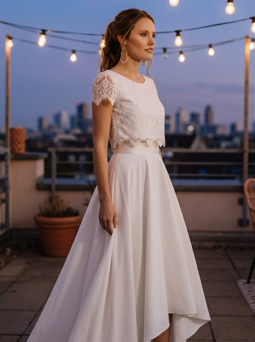Kleid für die Verlobungsfeier, zweiteilig mit Spitzenoberteil – Ansicht 2