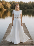 Brautkleid für die Hochzeit am See, luftiger Zweiteiler mit Spitze – Ansicht 1
