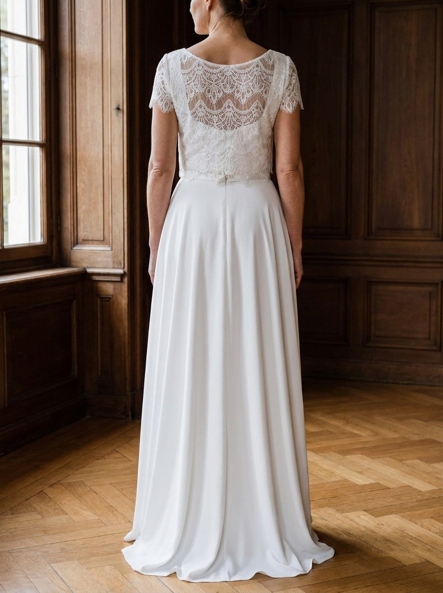 Brautkleid für die Braut ab 50, eleganter Zweiteiler mit Spitze – Ansicht 3