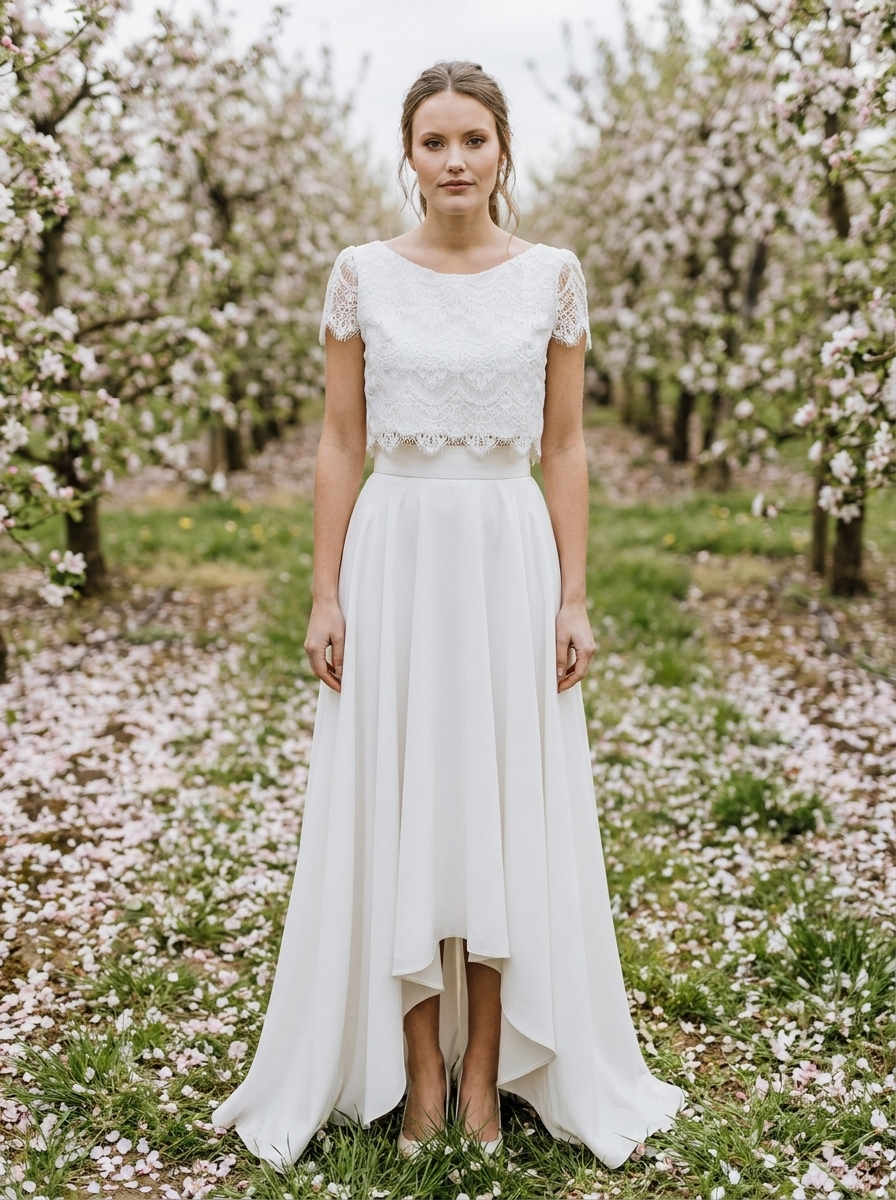 Frühlingsbrautkleid Zweiteilig, leicht und fließend – Ansicht 1