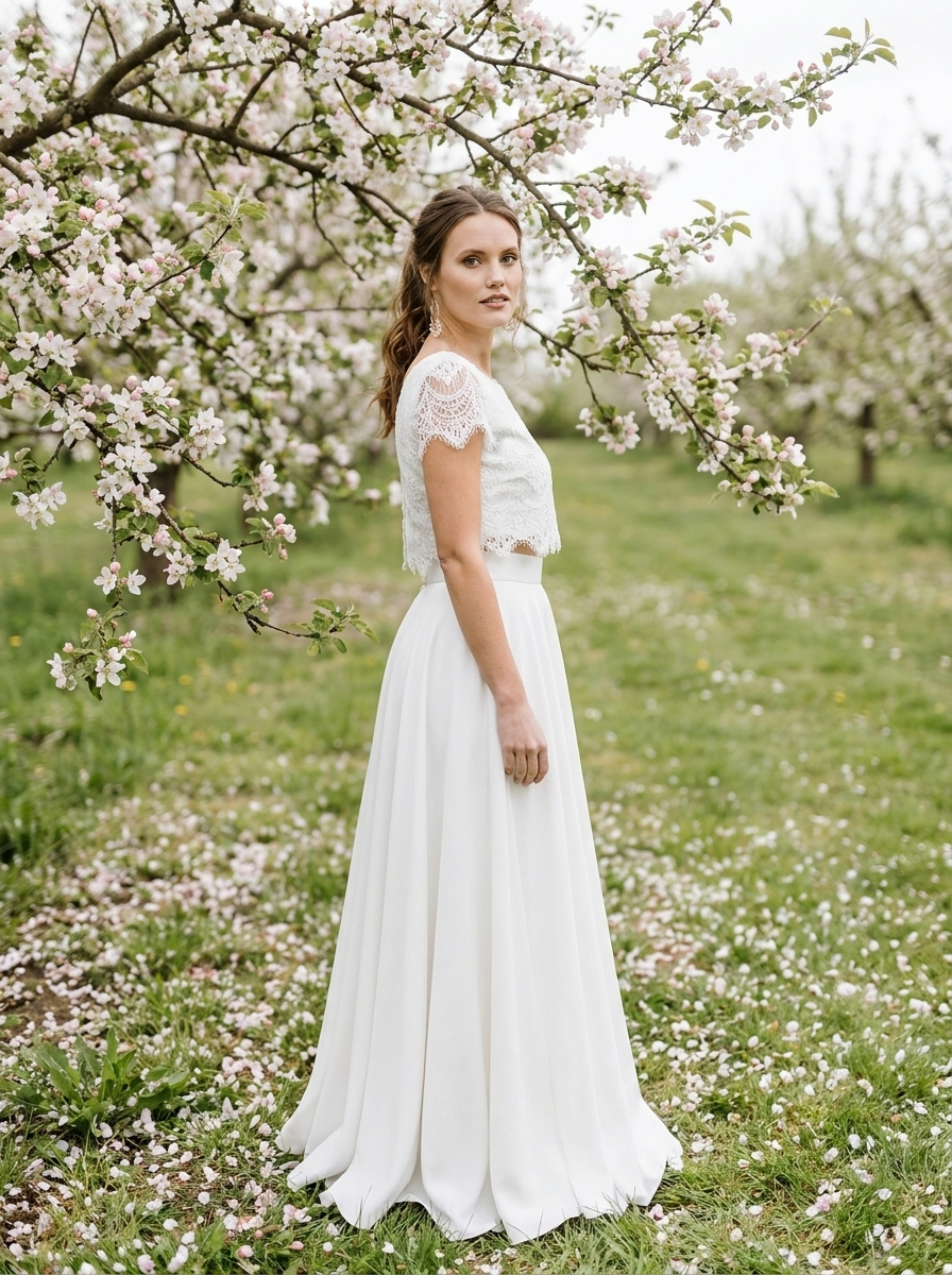 Frühlingsbrautkleid Zweiteilig, leicht und fließend – Ansicht 2