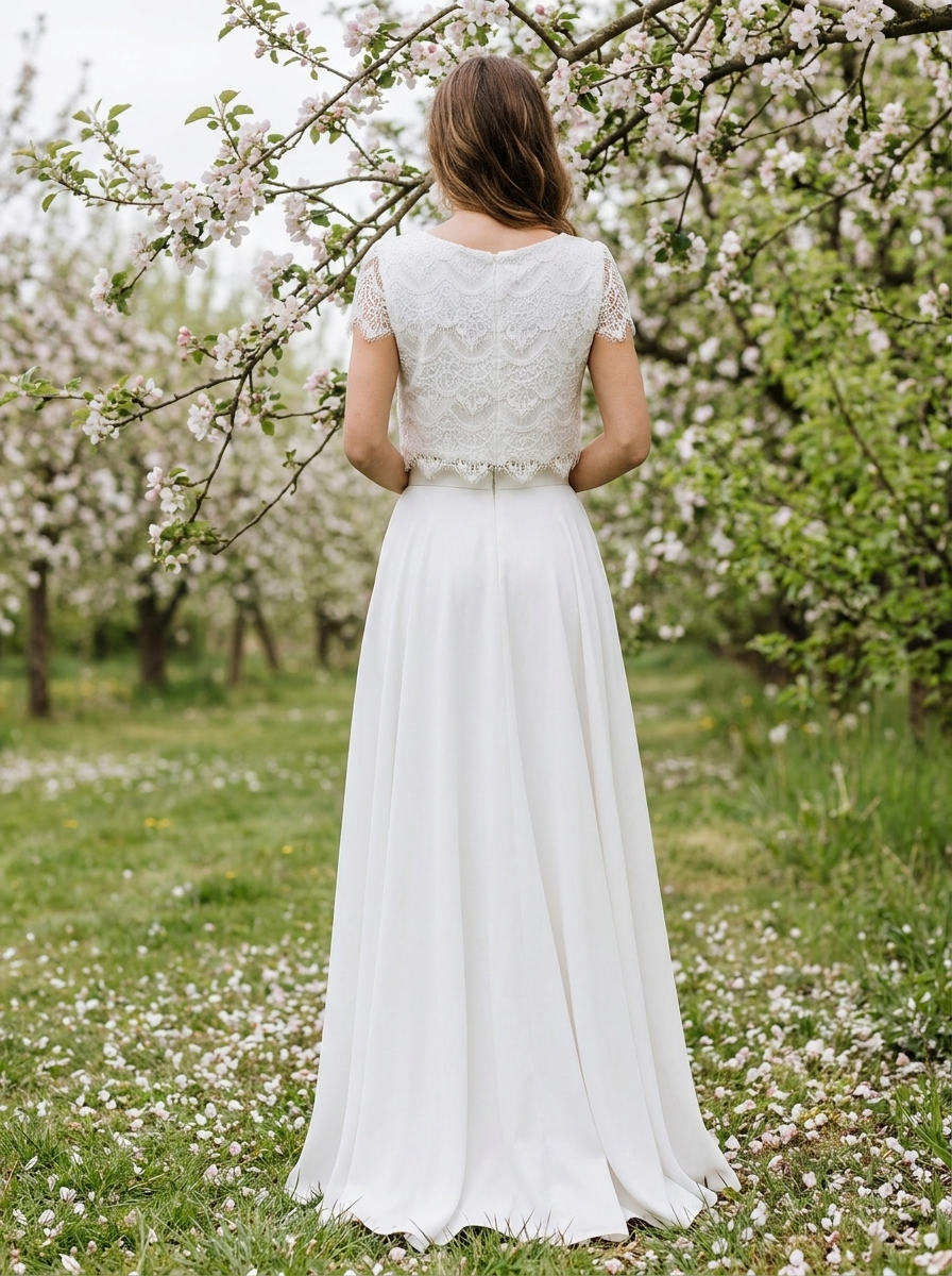 Frühlingsbrautkleid Zweiteilig, leicht und fließend – Ansicht 3