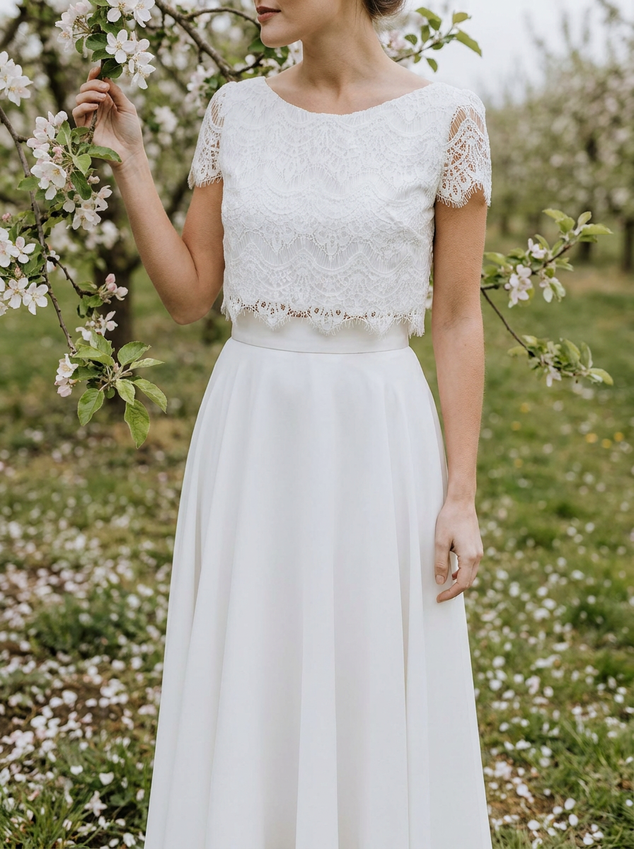 Frühlingsbrautkleid Zweiteilig, leicht und fließend – Ansicht 4
