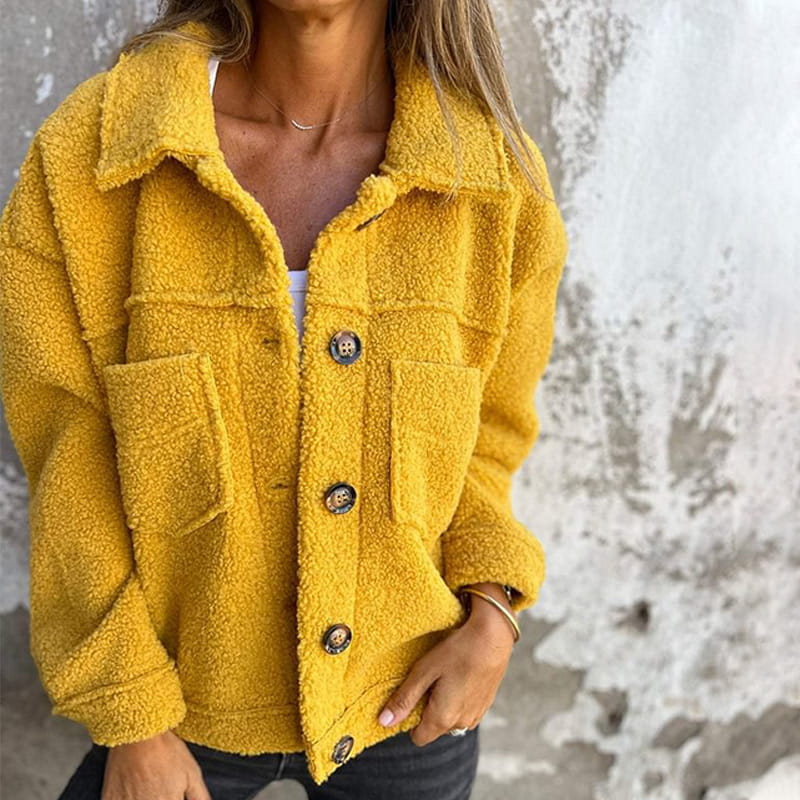 Lina - Damen Jacke warm kuschelig mit Knopfleiste