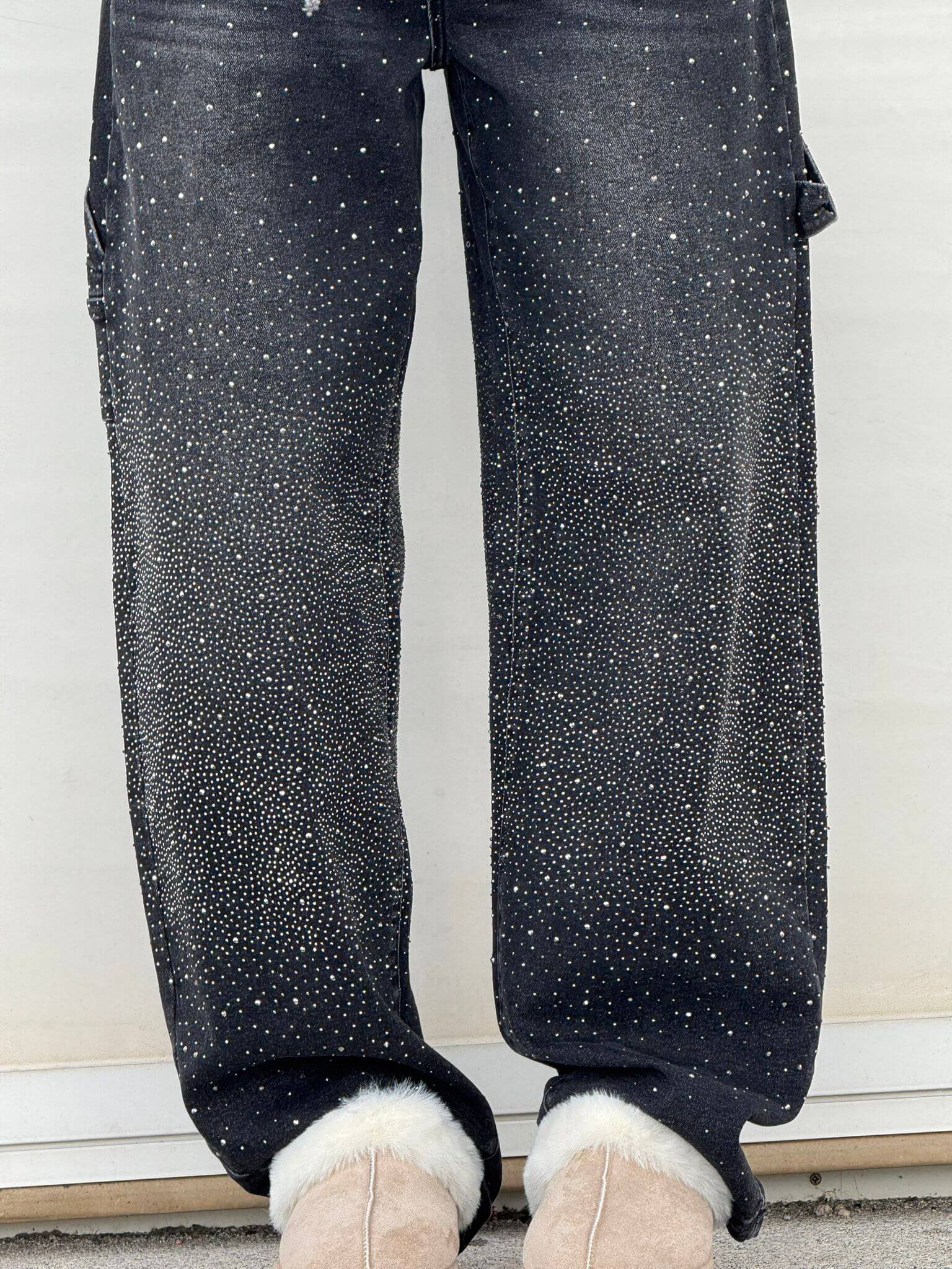 Livia - Damen Jeans mit Glitzer-Effekt und weitem Schnitt