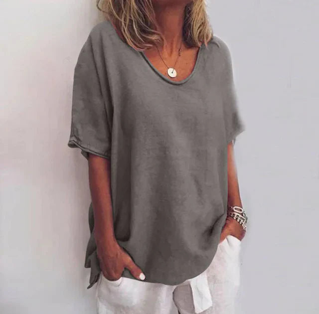 Paula – Damen Lockeres Kurzarmshirt mit Rundhalsausschnitt