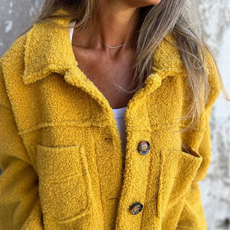 Lina - Damen Jacke warm kuschelig mit Knopfleiste