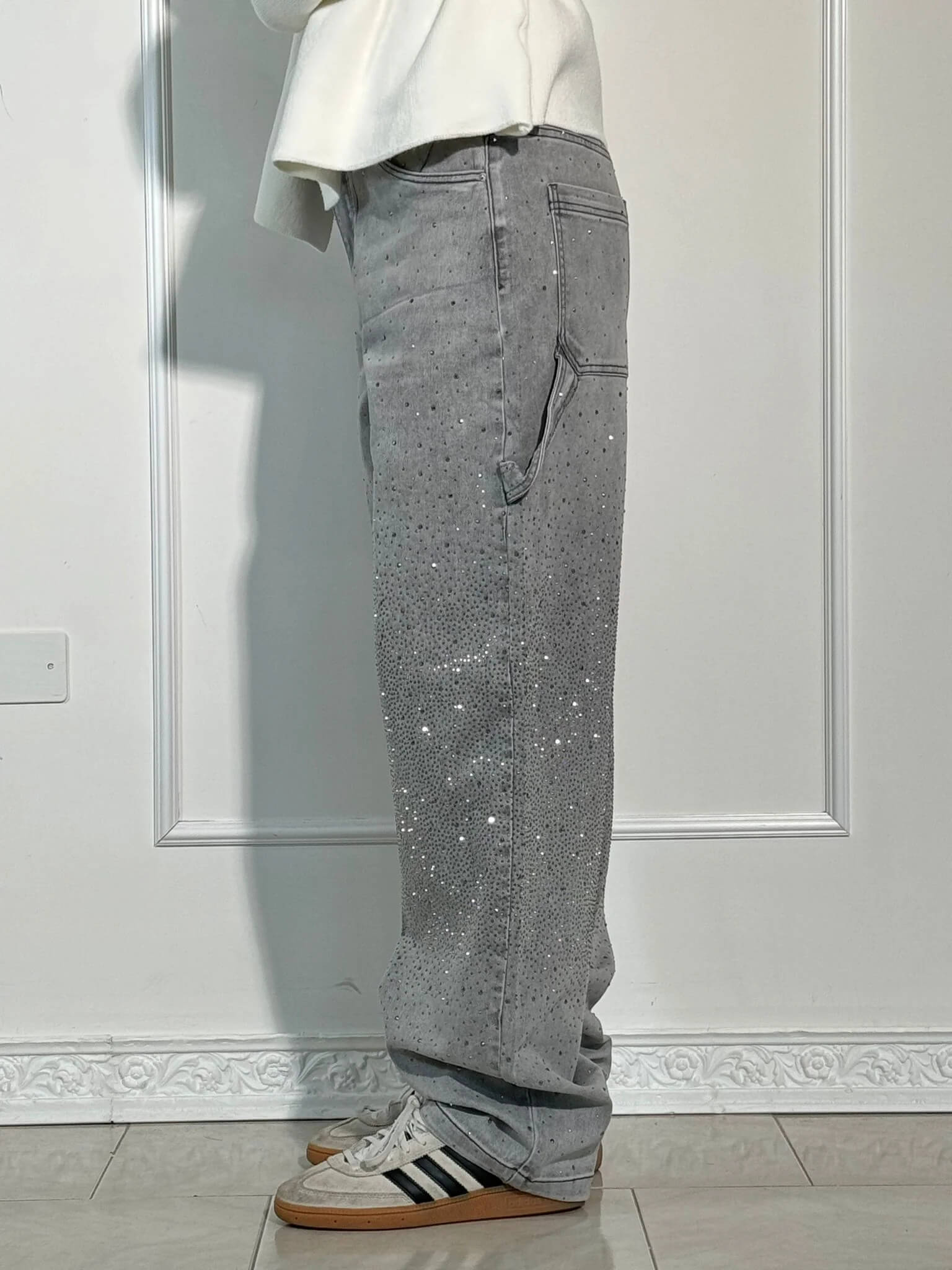 Livia - Damen Jeans mit Glitzer-Effekt und weitem Schnitt