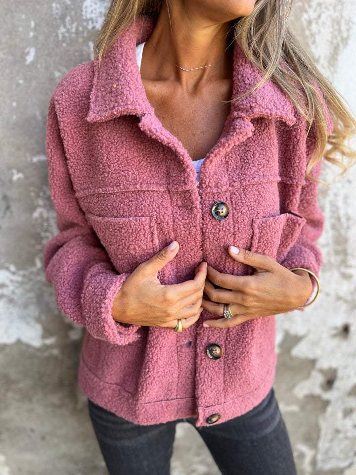Lina - Damen Jacke warm kuschelig mit Knopfleiste