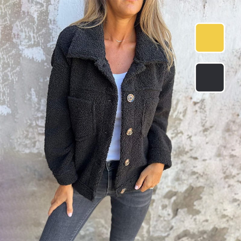 Lina - Damen Jacke warm kuschelig mit Knopfleiste