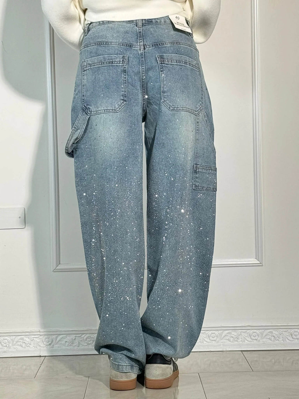 Livia - Damen Jeans mit Glitzer-Effekt und weitem Schnitt
