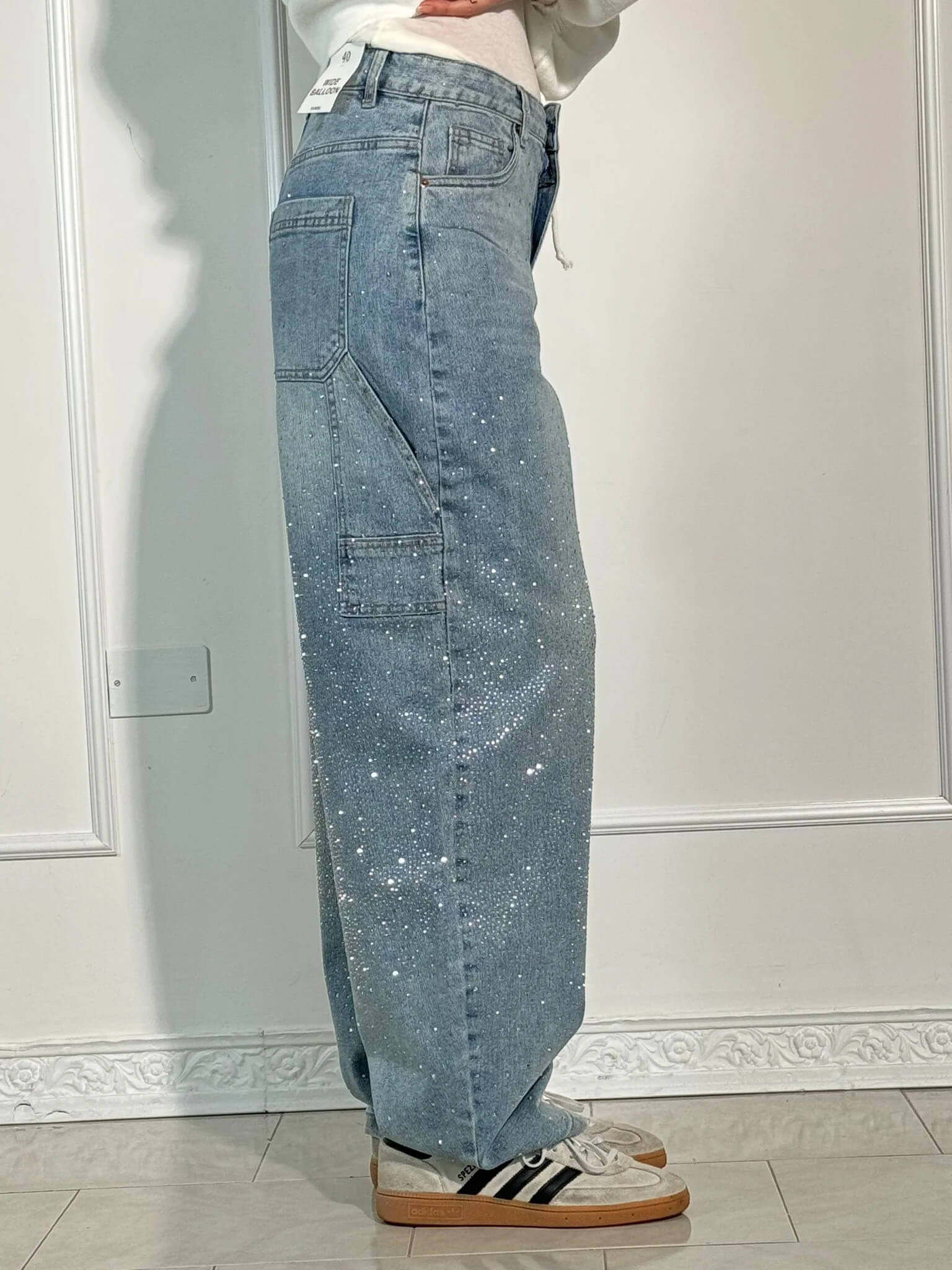 Livia - Damen Jeans mit Glitzer-Effekt und weitem Schnitt