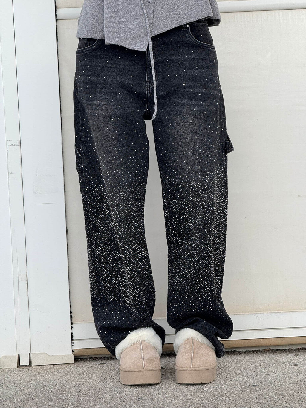 Livia - Damen Jeans mit Glitzer-Effekt und weitem Schnitt