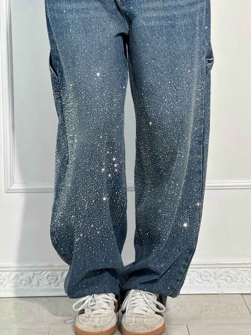 Livia - Damen Jeans mit Glitzer-Effekt und weitem Schnitt