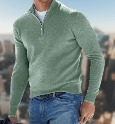 Herrenpullover mit Reißverschluss und strukturiertem Design | A&B