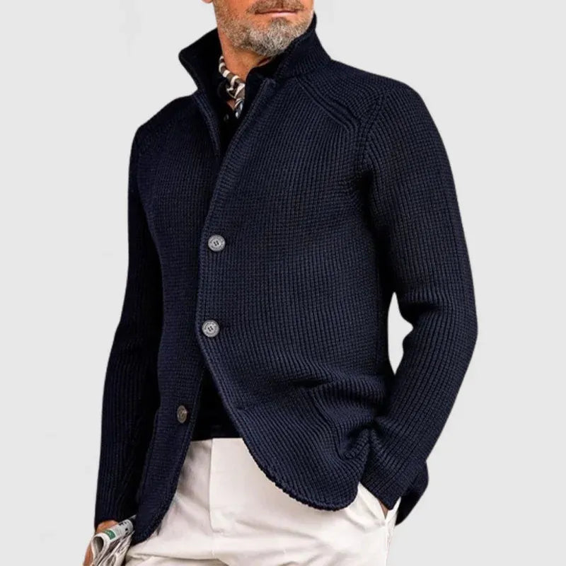Herren Cardigan mit hohem Kragen und Knopfverschluss | A&B - 1 - Annoboutique
