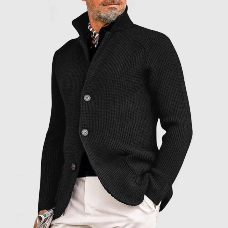 Herren Cardigan mit hohem Kragen und Knopfverschluss | A&B - 2 - Annoboutique