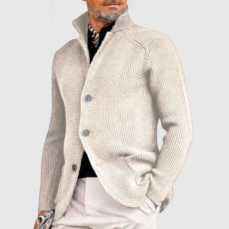 Herren Cardigan mit hohem Kragen und Knopfverschluss | A&B - 3 - Annoboutique