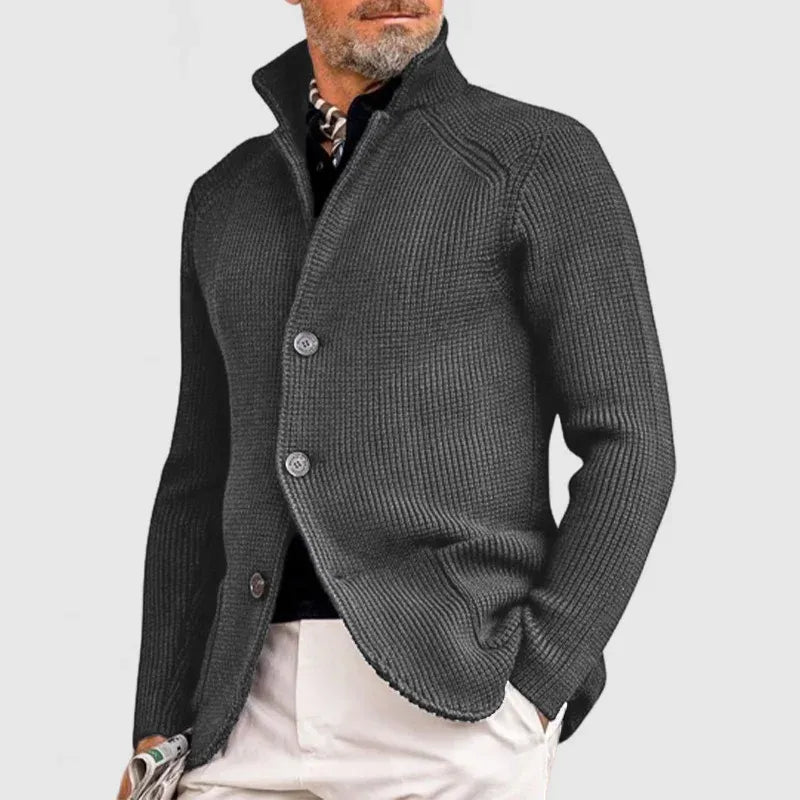 Herren Cardigan mit hohem Kragen und Knopfverschluss | A&B - 4 - Annoboutique