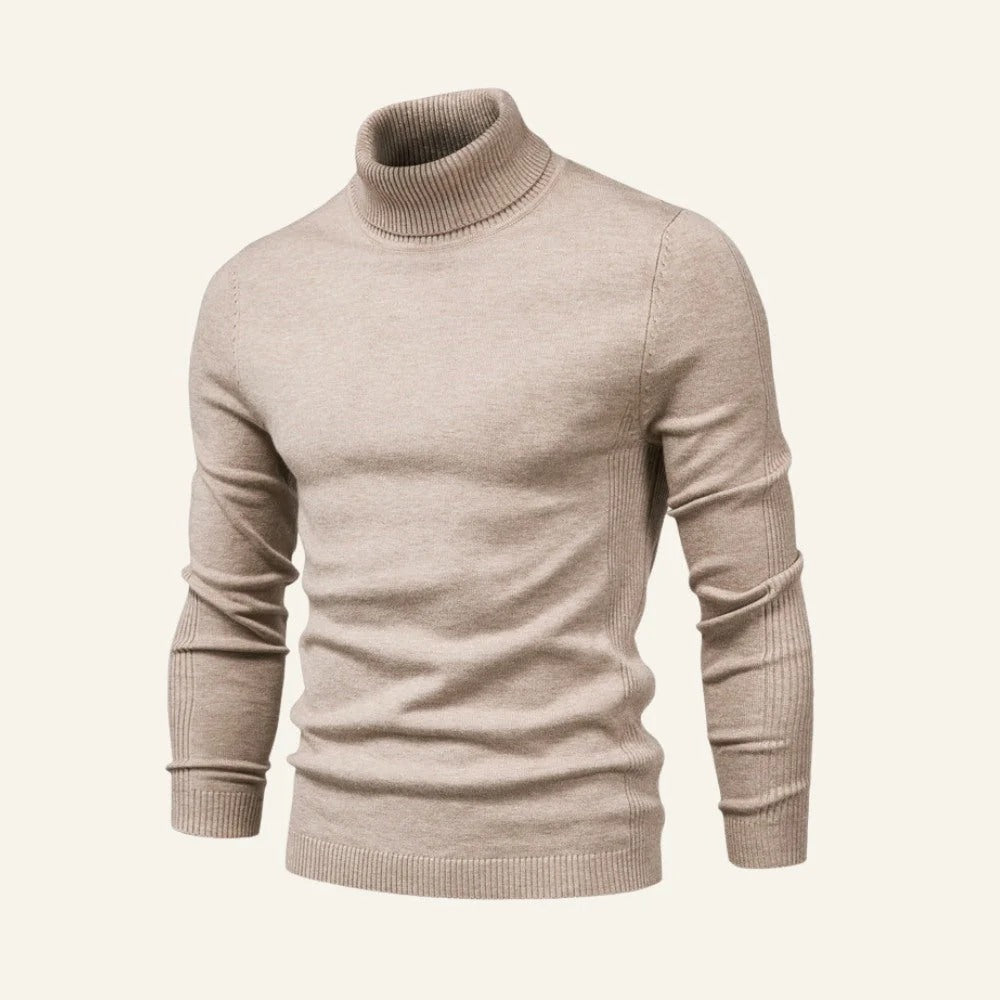 Rollkragenpullover Herren in Slim-Fit mit gerippten Ärmeln | A&B - 4 - Annoboutique