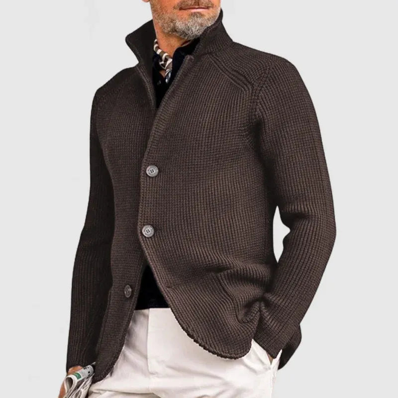 Herren Cardigan mit hohem Kragen und Knopfverschluss | A&B - 5 - Annoboutique