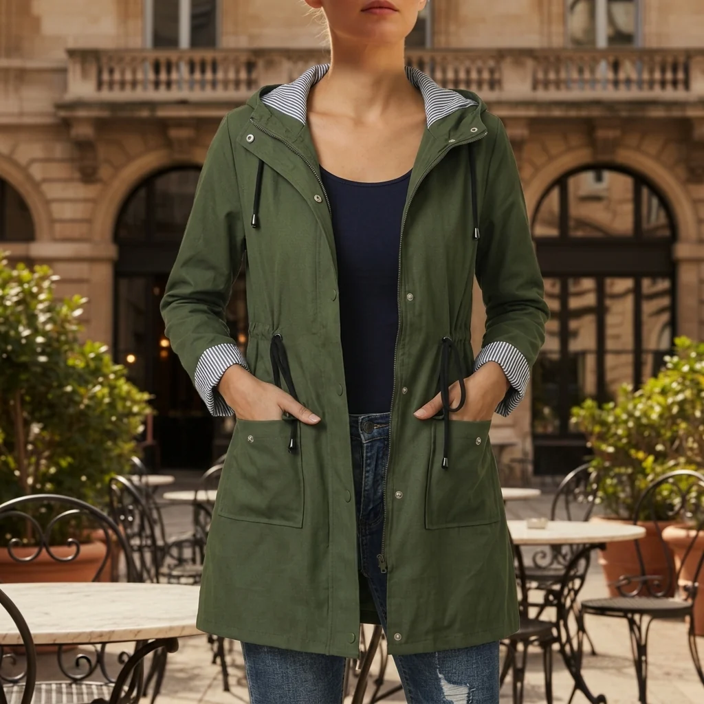 Damenjacke mit Kapuze und Kordelzug | A&B - 4 - Annoboutique