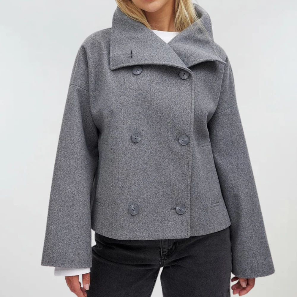 Damenjacke mit breitem Revers und doppeltem Knopfdesign | A&B - 8 - Annoboutique