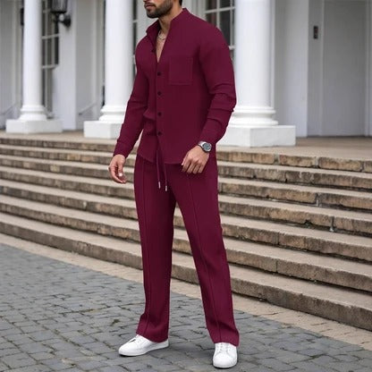 Elegantes Herren Outfit mit taillierter Hose und Knopfdetails | A&B - 4 - Annoboutique