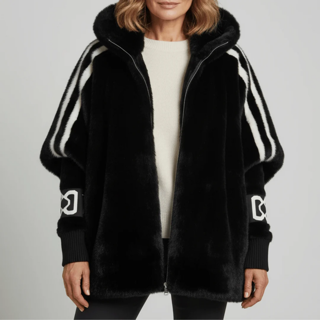 Damenjacke mit Kapuze und sportlichen Streifen | A&B - 2 - Annoboutique