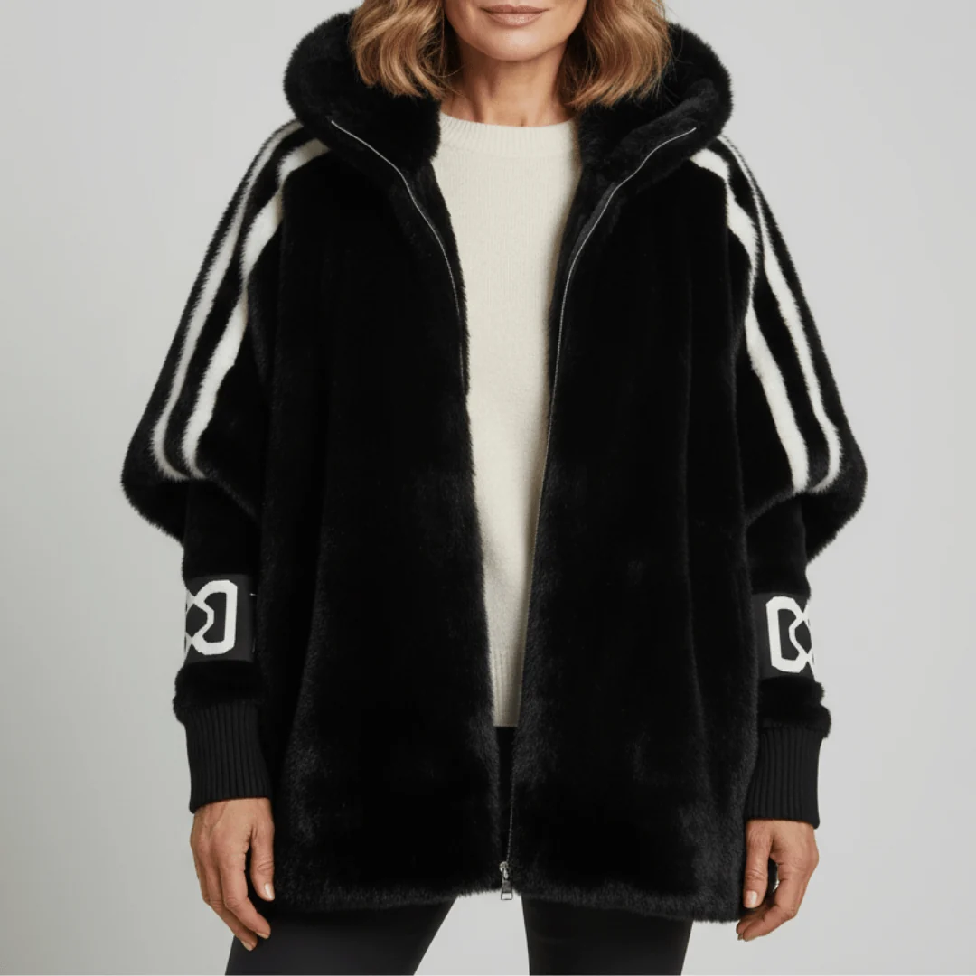 Damenjacke mit Kapuze und sportlichen Streifen | A&B - 2 - Annoboutique
