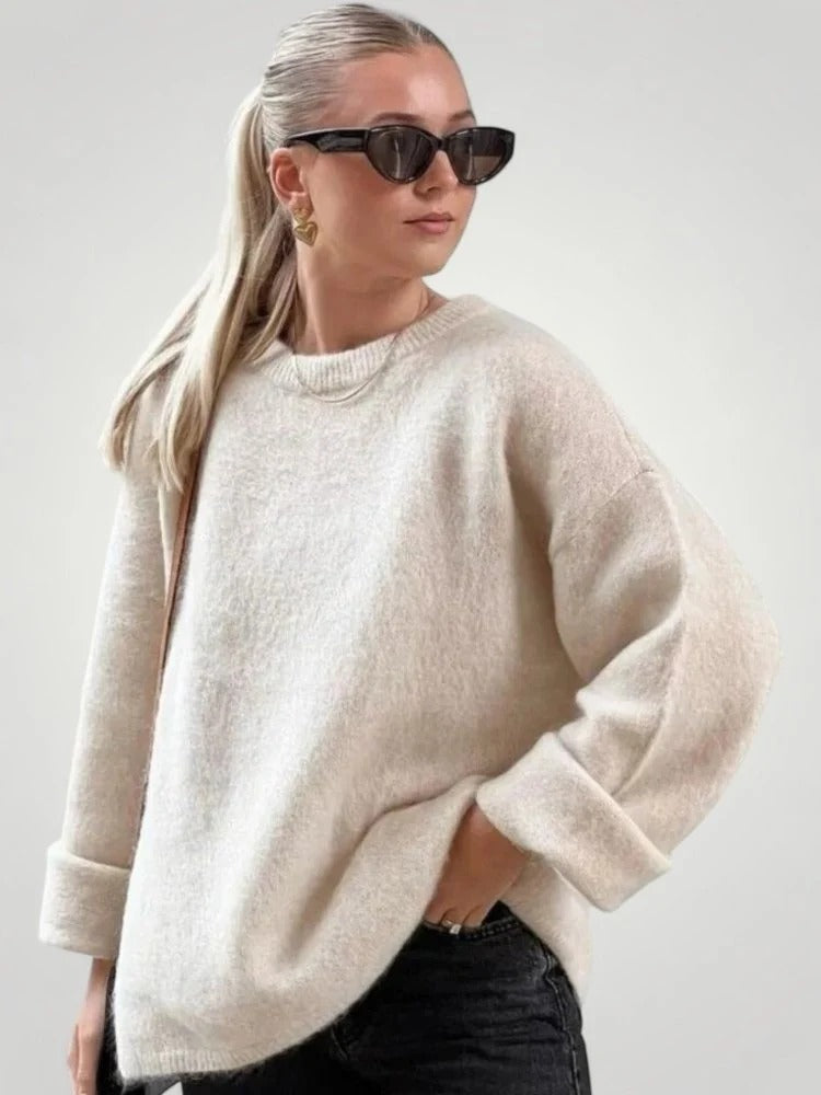 Oversize-Pullover Damen mit lässigem Schnitt und umgeschlagenen Ärmeln | A&B - 1 - Annoboutique